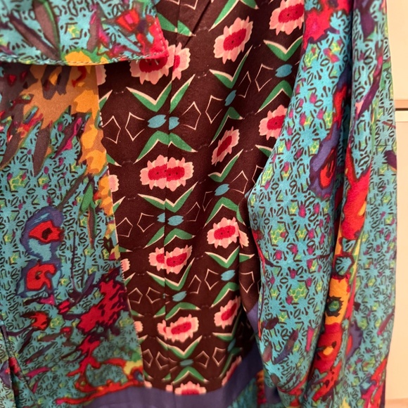 JOHNNY WAS silk shirt gorgeous vivid colors. small but can fit Medium. pit to - Picture 2 of 6